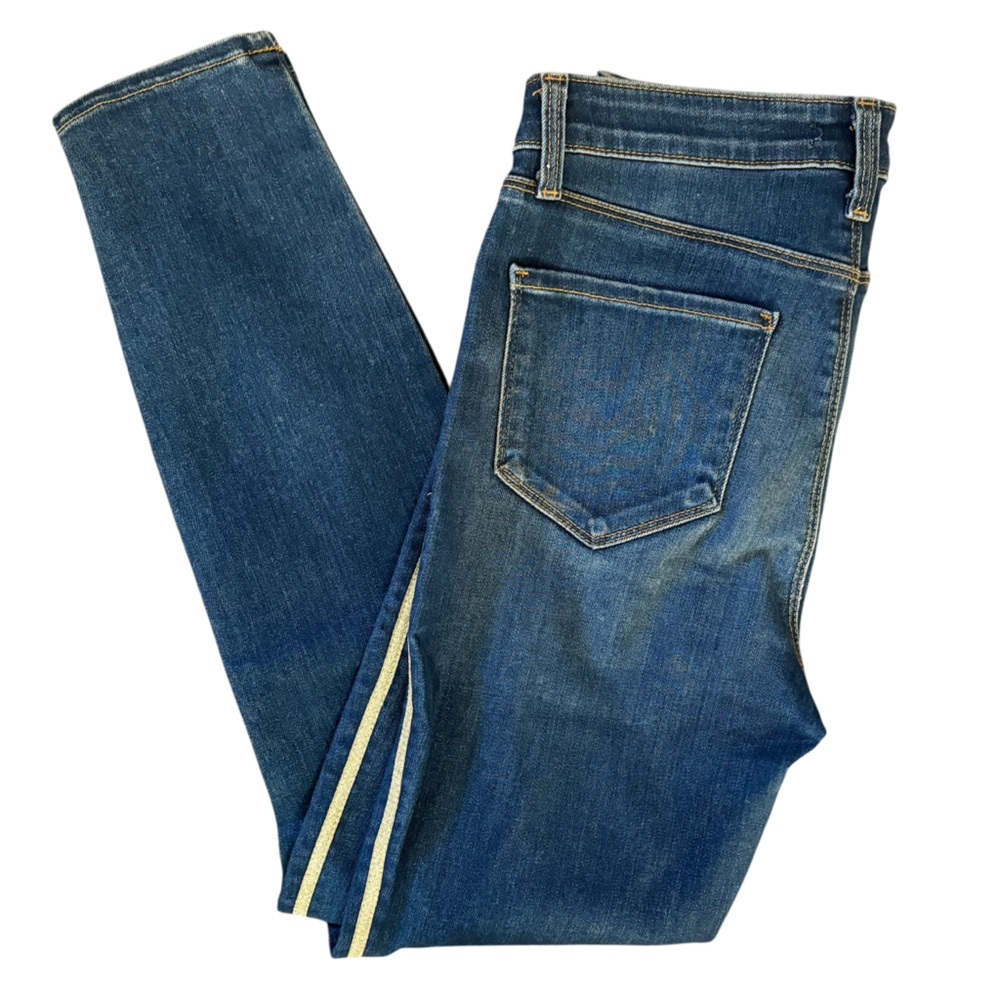 L'AGENCE Margot Skinny High Rise Gold Side Stripe Jeans Size 27